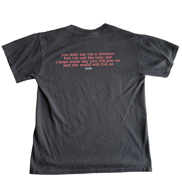 Vintage Jerzees John Lenon 96 Band T‎ Shirt Black Small Men’s Double Side Short - Picture 2 of 5